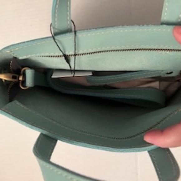 NWT Portland Leather Goods Small Crossbody Tote in Mint (Unicorn Color!) - Picture 2 of 2
